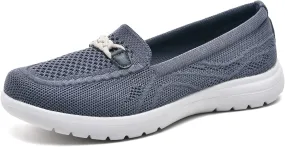 Buyrew Loafers for Women Comfort Slip On Walking Shoes Knit Dressy Comfortable Business Casual Work Flats