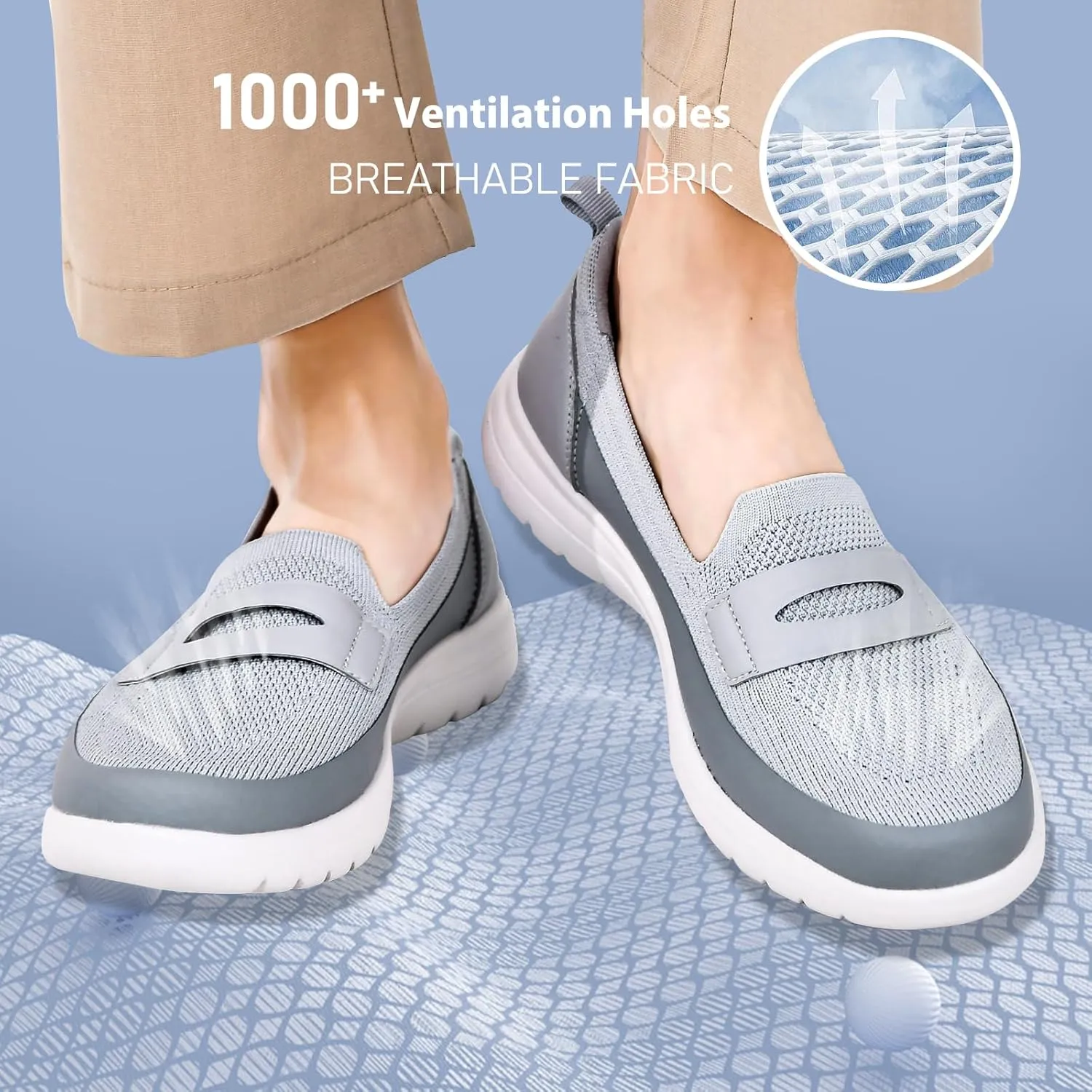 Buyrew Loafers for Women Comfort Slip On Walking Shoes Knit Dressy Comfortable Business Casual Work Flats