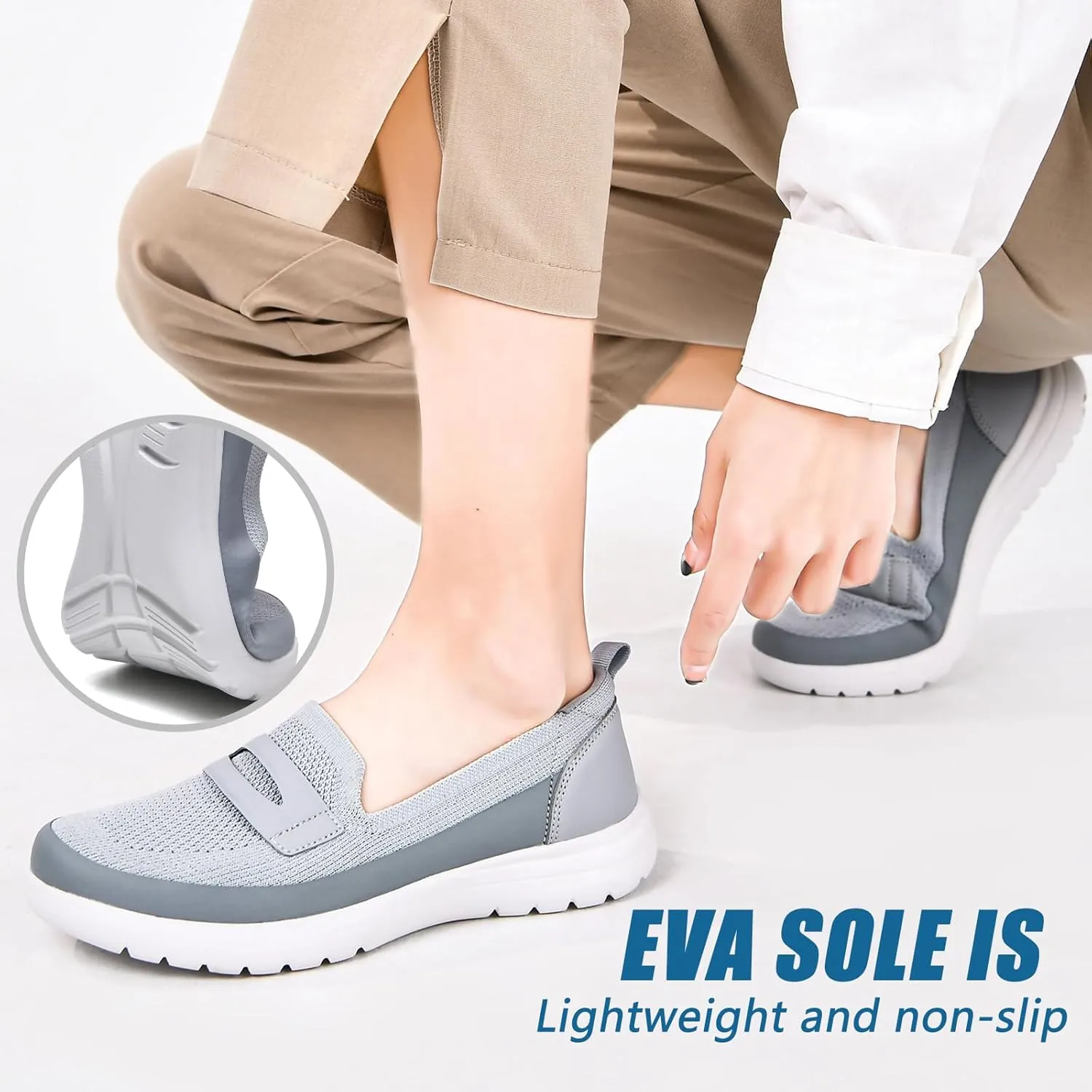 Buyrew Loafers for Women Comfort Slip On Walking Shoes Knit Dressy Comfortable Business Casual Work Flats