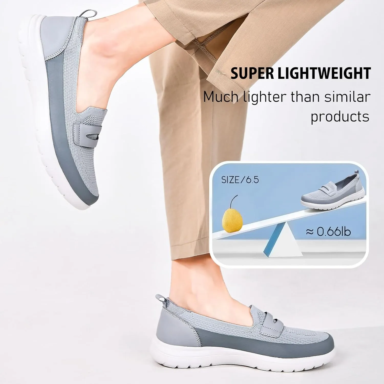 Buyrew Loafers for Women Comfort Slip On Walking Shoes Knit Dressy Comfortable Business Casual Work Flats