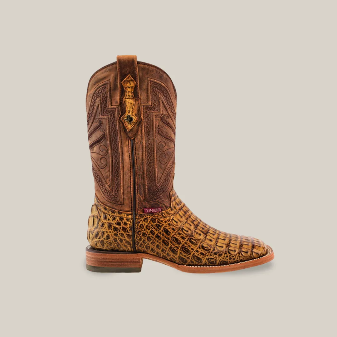 Exotic Caiman Horn Back - Antique - Square Toe
