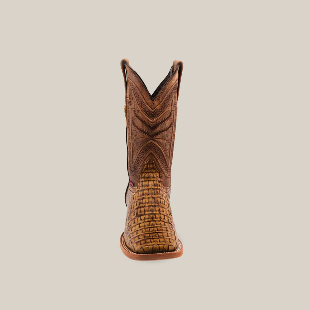 Exotic Caiman Horn Back - Antique - Square Toe
