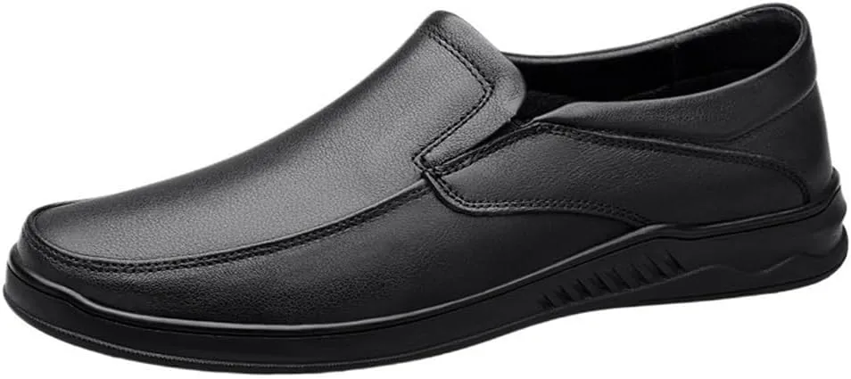 Fashion Loafers for Men's Vegan Leather Business Solid Color Round Toe Heel Non Slip Anti-Slip Low Top Rubber Sole Outdoor