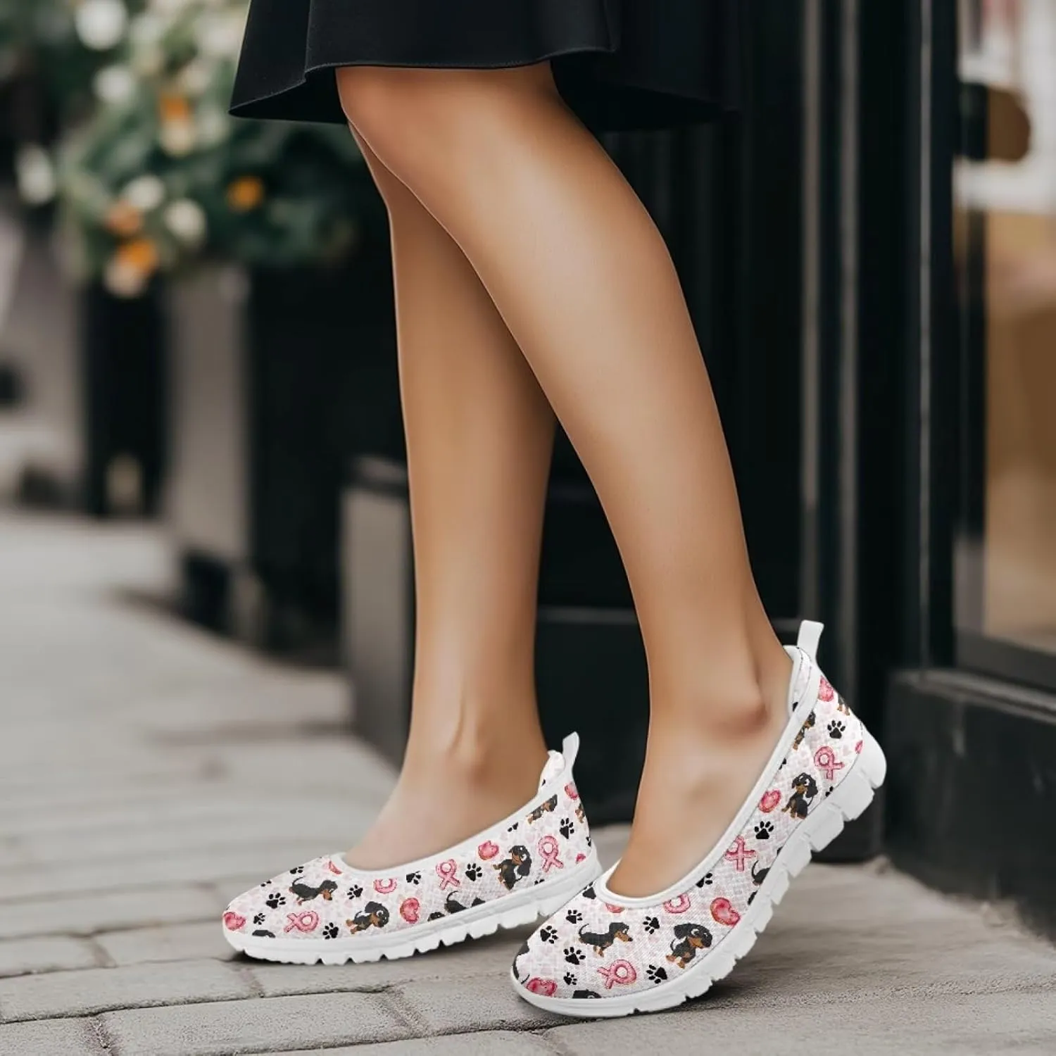 Forchrinse Pink Leopard Print Flats for Women Fashion 2025 Ballet Flats Dressy Walking Shoes Comfort Slip on Knit Loafers Shoes