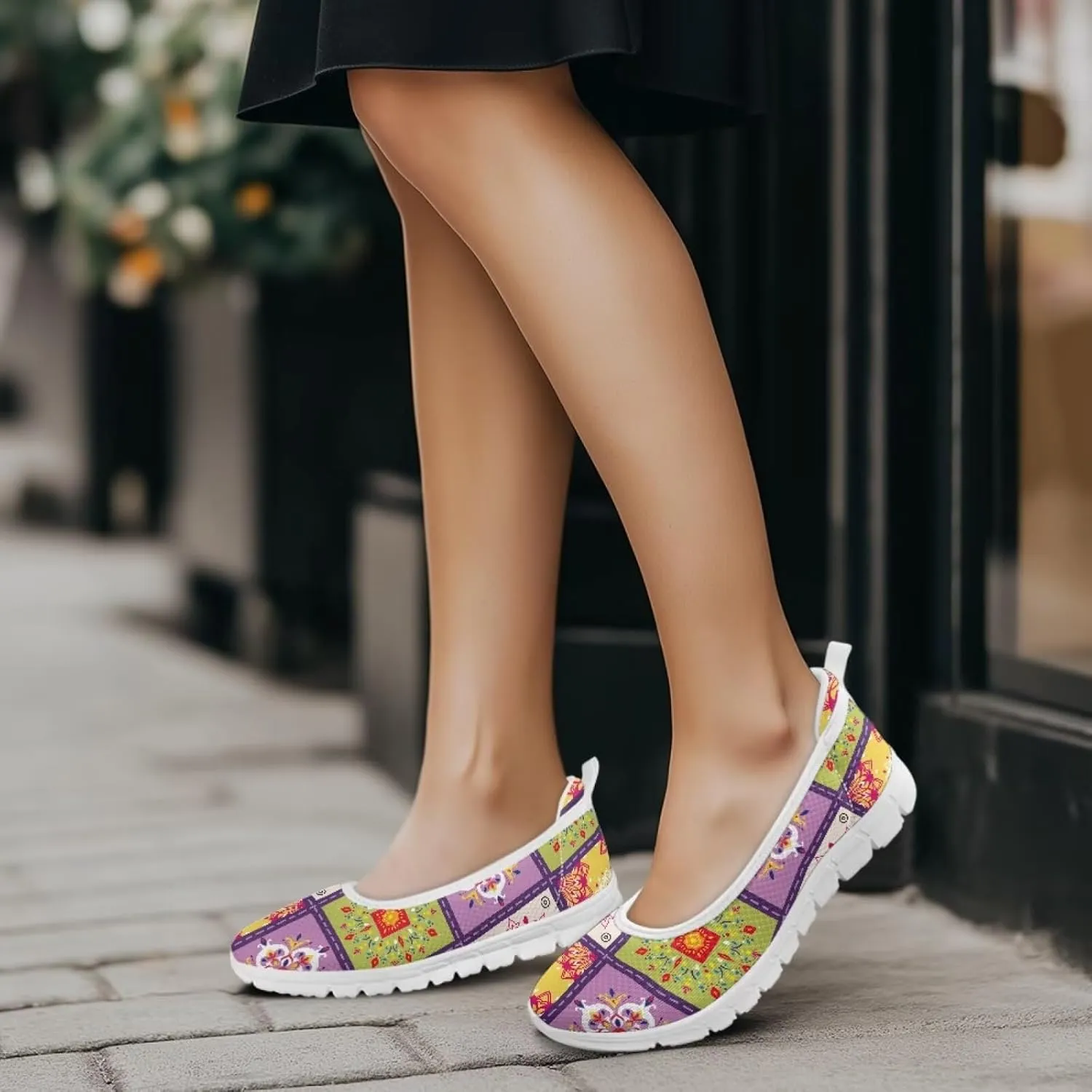Forchrinse Pink Leopard Print Flats for Women Fashion 2025 Ballet Flats Dressy Walking Shoes Comfort Slip on Knit Loafers Shoes