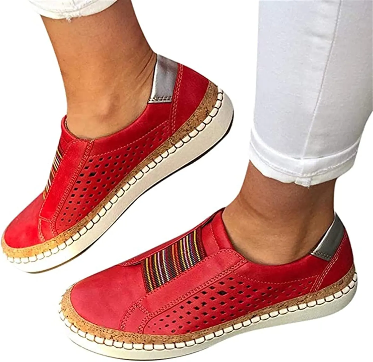 Ladmiple Platform Shoes For Women Dressy Size 11 Women's Slip on Shoes Non Slip Fashion Canvas Sneakers Low Top Casual Shoes Dressy Summer Fashion Comfortable Walking Flats Loafers