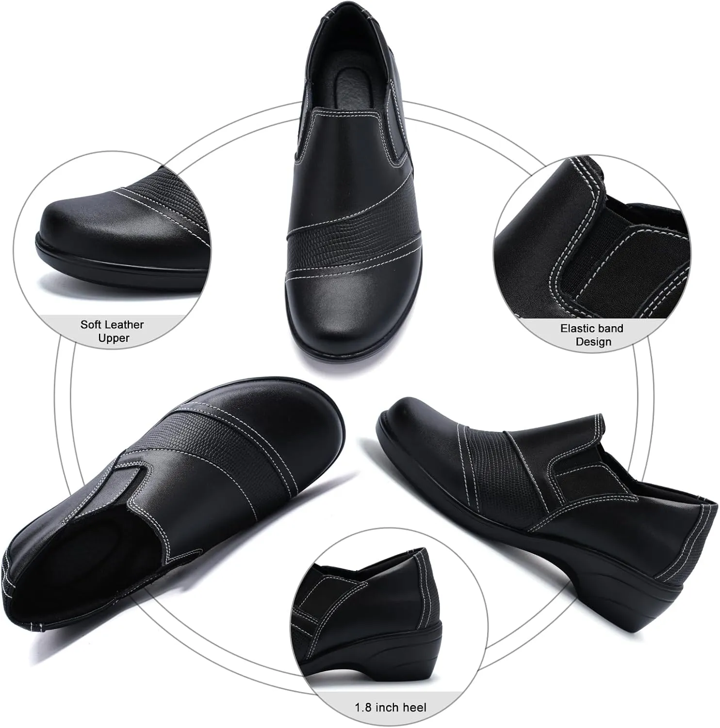 Loafers for Womens Comfort Leather Slip On Dress Shoes for Office Business
