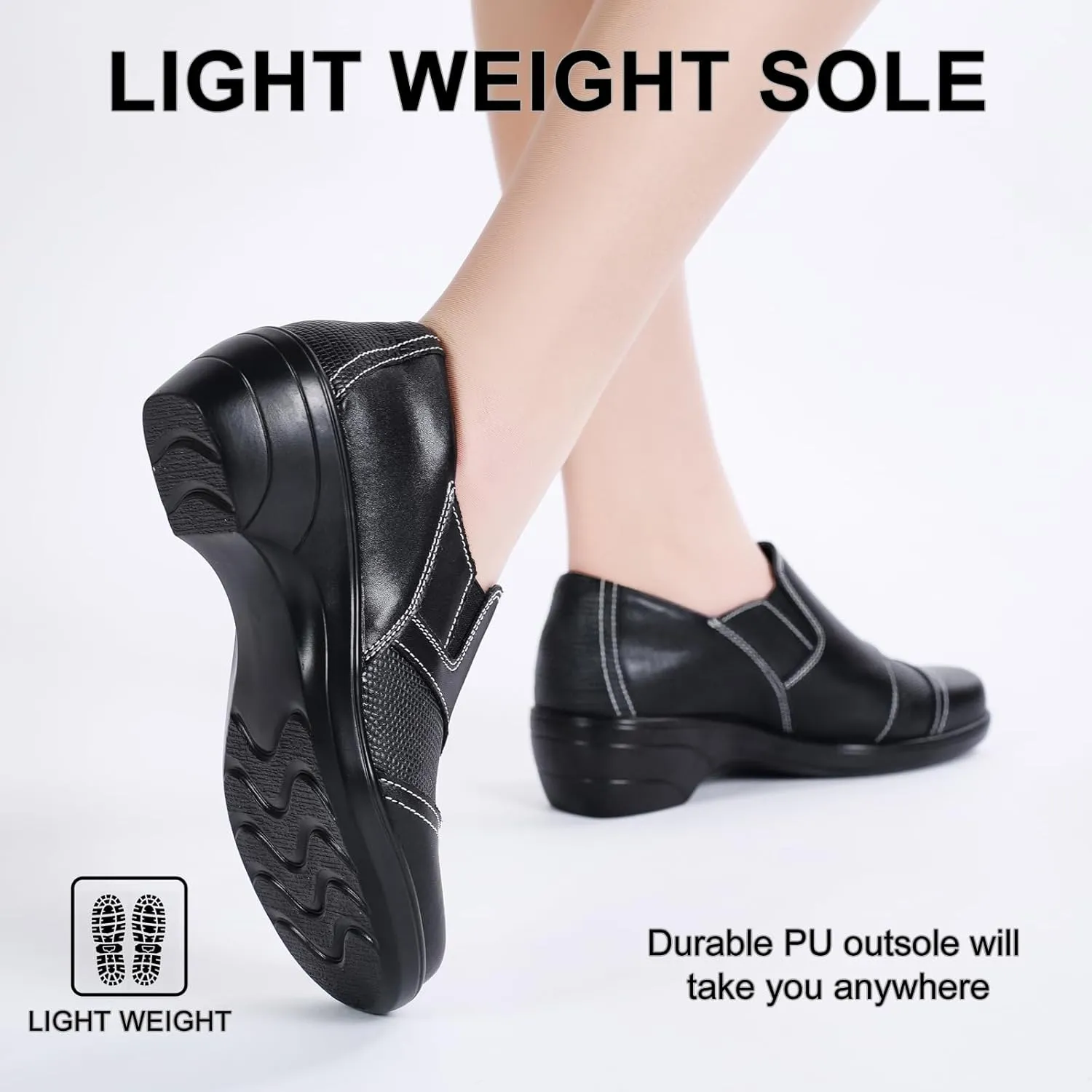 Loafers for Womens Comfort Leather Slip On Dress Shoes for Office Business