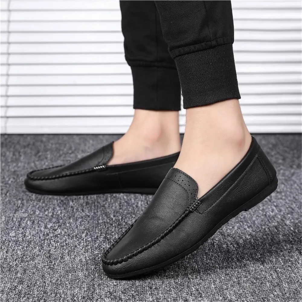Men Vintage Loafers Faux Leather Uniform Tuxedo Solid Color Round Toe Non Prom Wedding Slip On