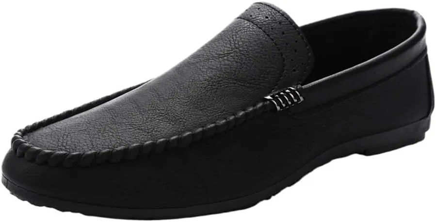 Men Vintage Loafers Faux Leather Uniform Tuxedo Solid Color Round Toe Non Prom Wedding Slip On