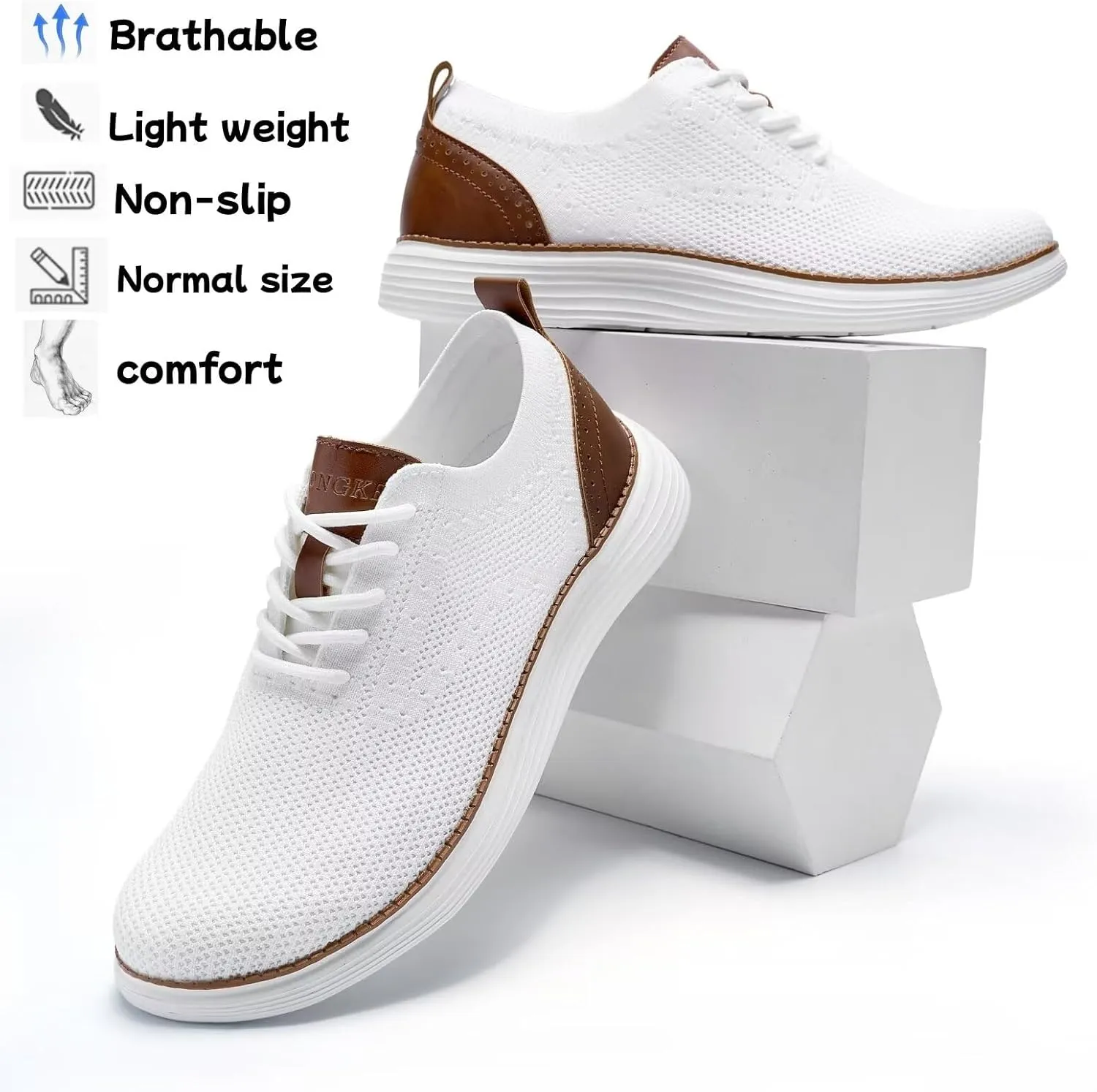 Men's Casual Dress Oxfords Shoes Mesh Lightweight Breathable Fashion Sneakers Business Walking Shoes