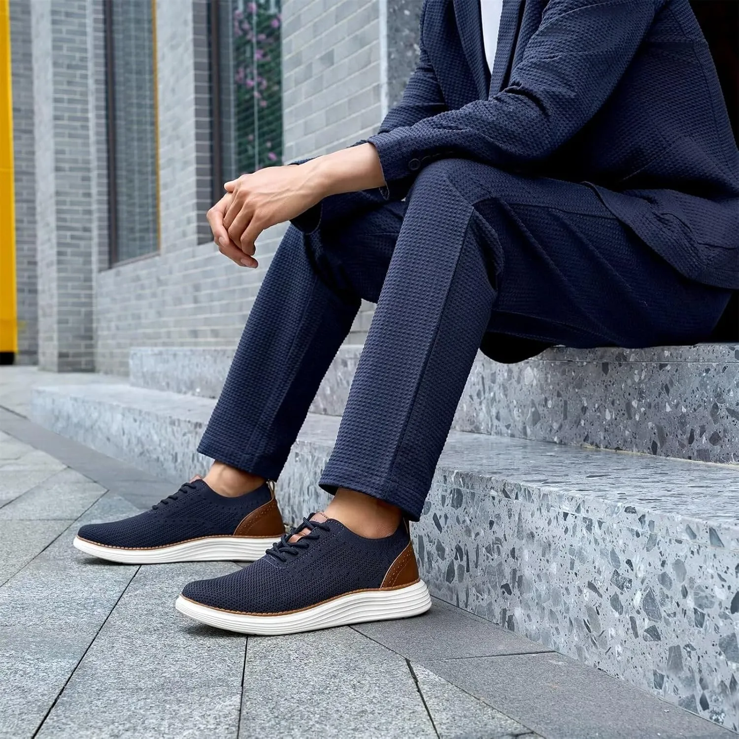 Men's Casual Dress Oxfords Shoes Mesh Lightweight Breathable Fashion Sneakers Business Walking Shoes