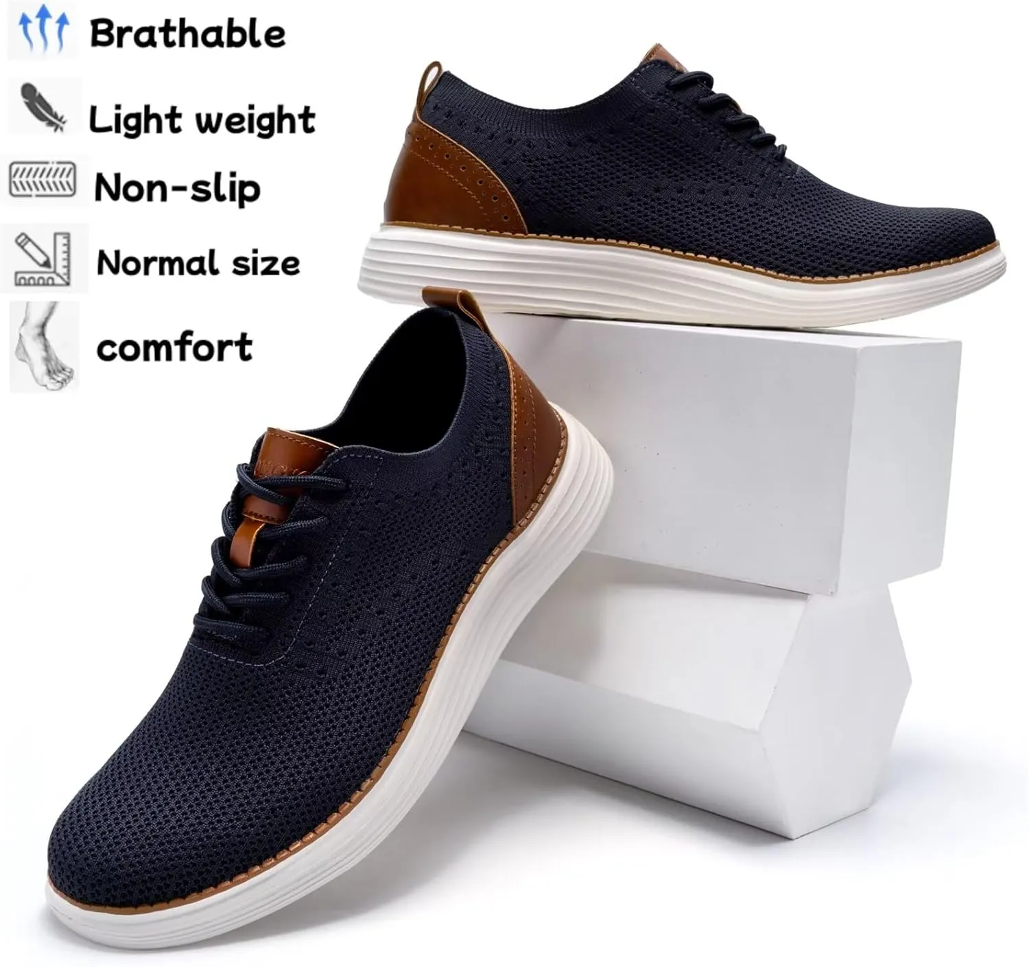Men's Casual Dress Oxfords Shoes Mesh Lightweight Breathable Fashion Sneakers Business Walking Shoes