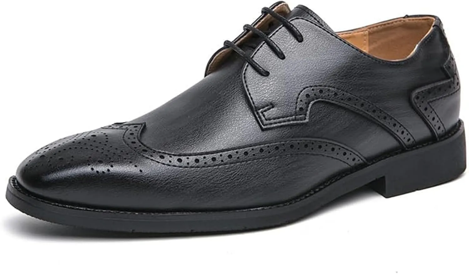 Men's Oxfords Fashion Shoes, Italian Luxury Classic Pointed Toe Lace Up Low Top Leather Dress Shoes Brogue Tuxedo Fashion Comfortable Office Wedding Stylish Oxford