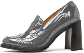 MOOMMO Women Chunky Block High Heel Loafer Pumps Round Closed Toe Slip On Oxford Shoes 3 Inch Heels Patent Leather Work Pumps Office Ladies Wingtip Dress Loafers Formal Business Party Retro 4-11 M US