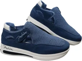 Platform Shoes For Women 70S Style Womens Slip On Sneakers Comfort Casual Canvas Shoes Dressy Summer Fashion Low Top Non Slip Platform Walking Flats Loafers Blue