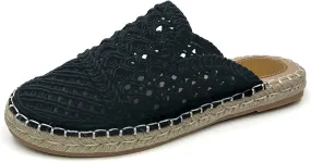 Putu Women's Espadrille Hollow Out Mules Closed Toe Slide Sandals Summer Vacation Flat Shoes