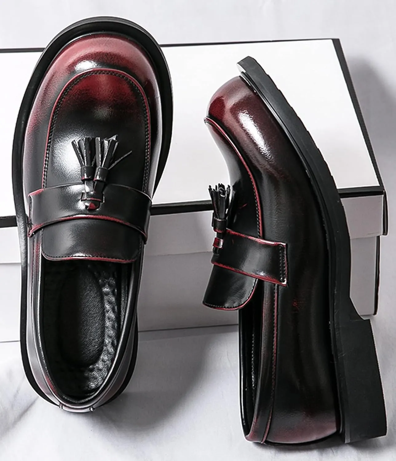 Santimon Loafers for Men Dress Shoes Fashion Casual Slip On Leather Tassel Loafers Business Wedding Prom Boat Shoes