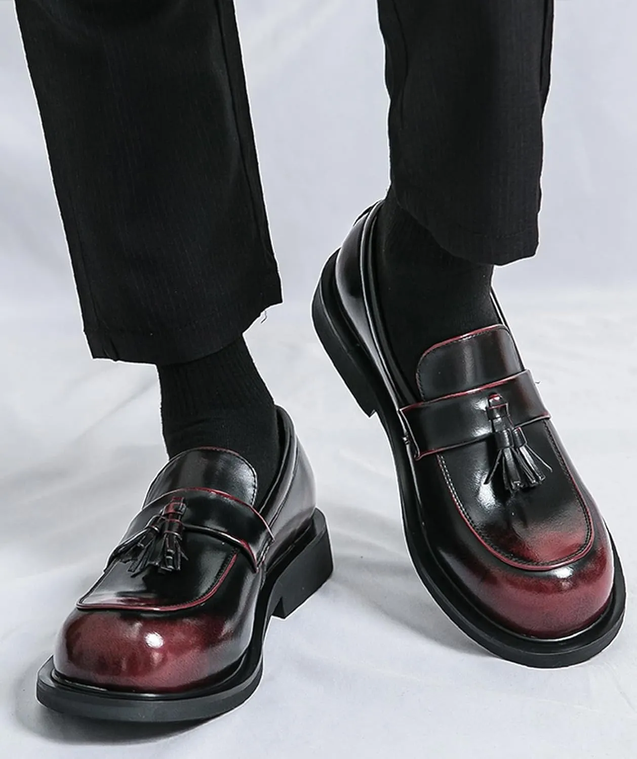 Santimon Loafers for Men Dress Shoes Fashion Casual Slip On Leather Tassel Loafers Business Wedding Prom Boat Shoes