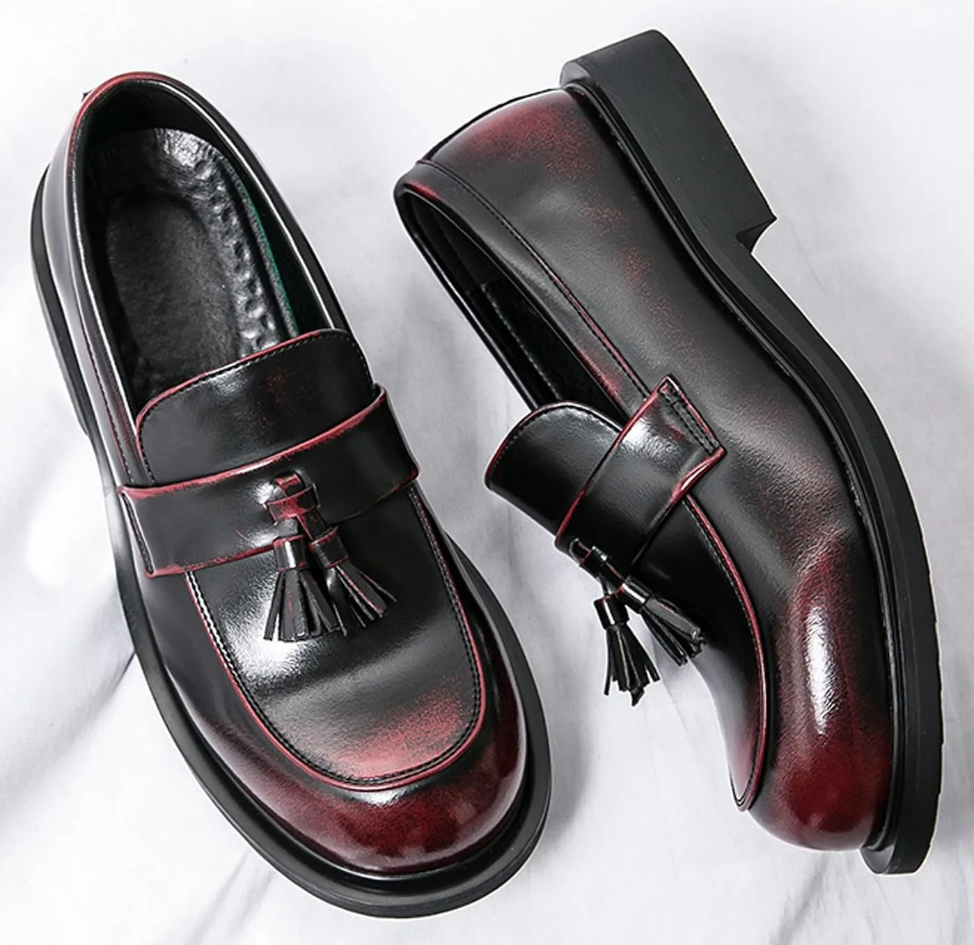 Santimon Loafers for Men Dress Shoes Fashion Casual Slip On Leather Tassel Loafers Business Wedding Prom Boat Shoes