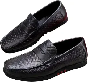 Santimon Mens Casual Shoes Leather Penny Loafers Slip On Shoes for Men-Comfort Breathable Walking Mocasines Summer Driving Boat Shoes