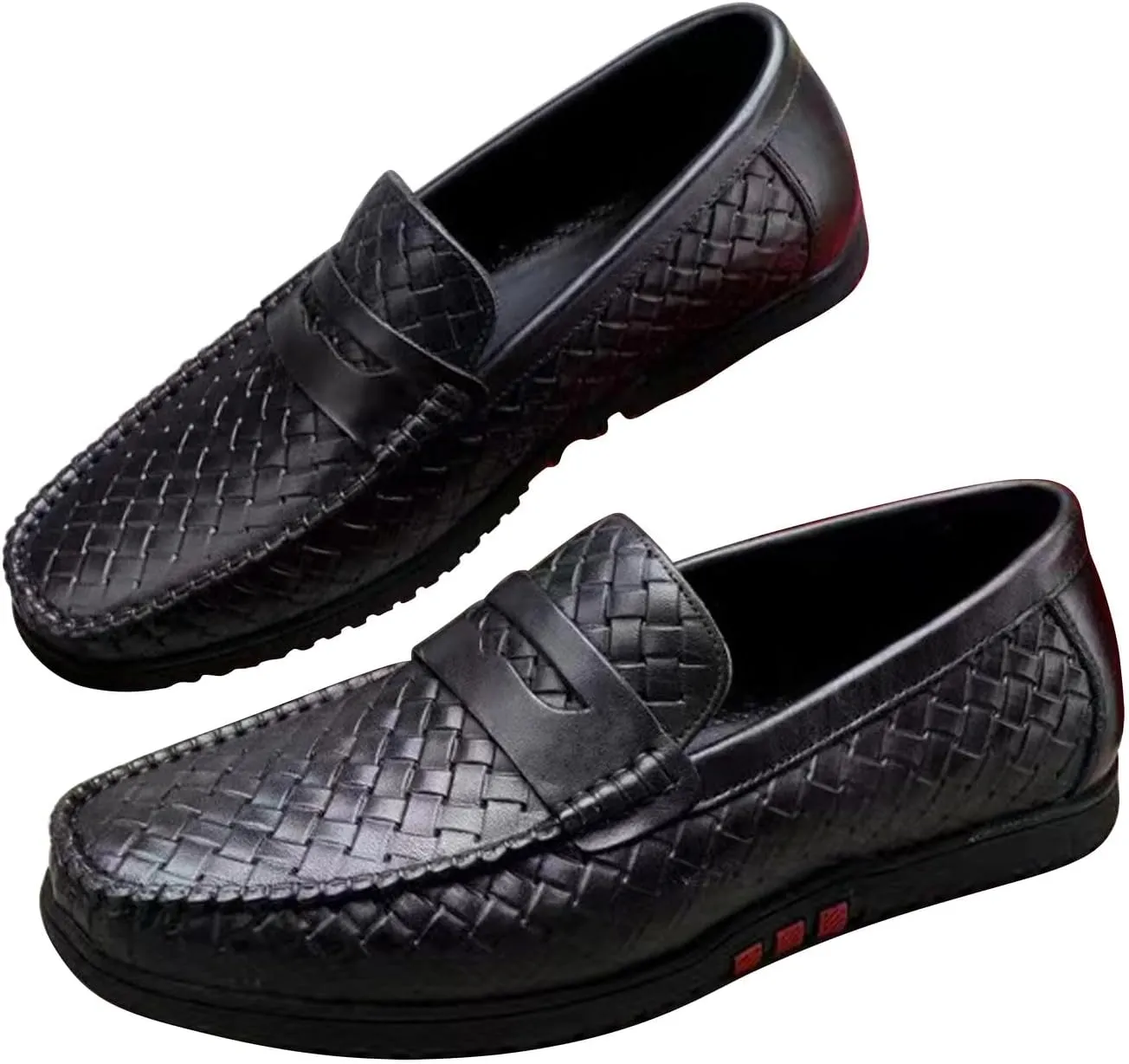 Santimon Mens Casual Shoes Leather Penny Loafers Slip On Shoes for Men-Comfort Breathable Walking Mocasines Summer Driving Boat Shoes