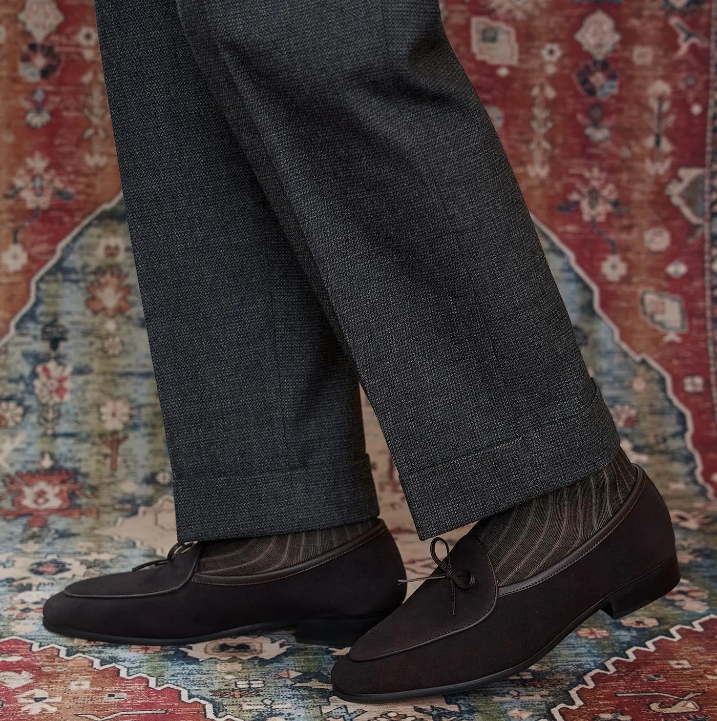 Santimon Mens Dress Slip On Penny Loafers Suede Leather Casual Bow-Tie Belgian Loafer Formal Business Prom Shoes