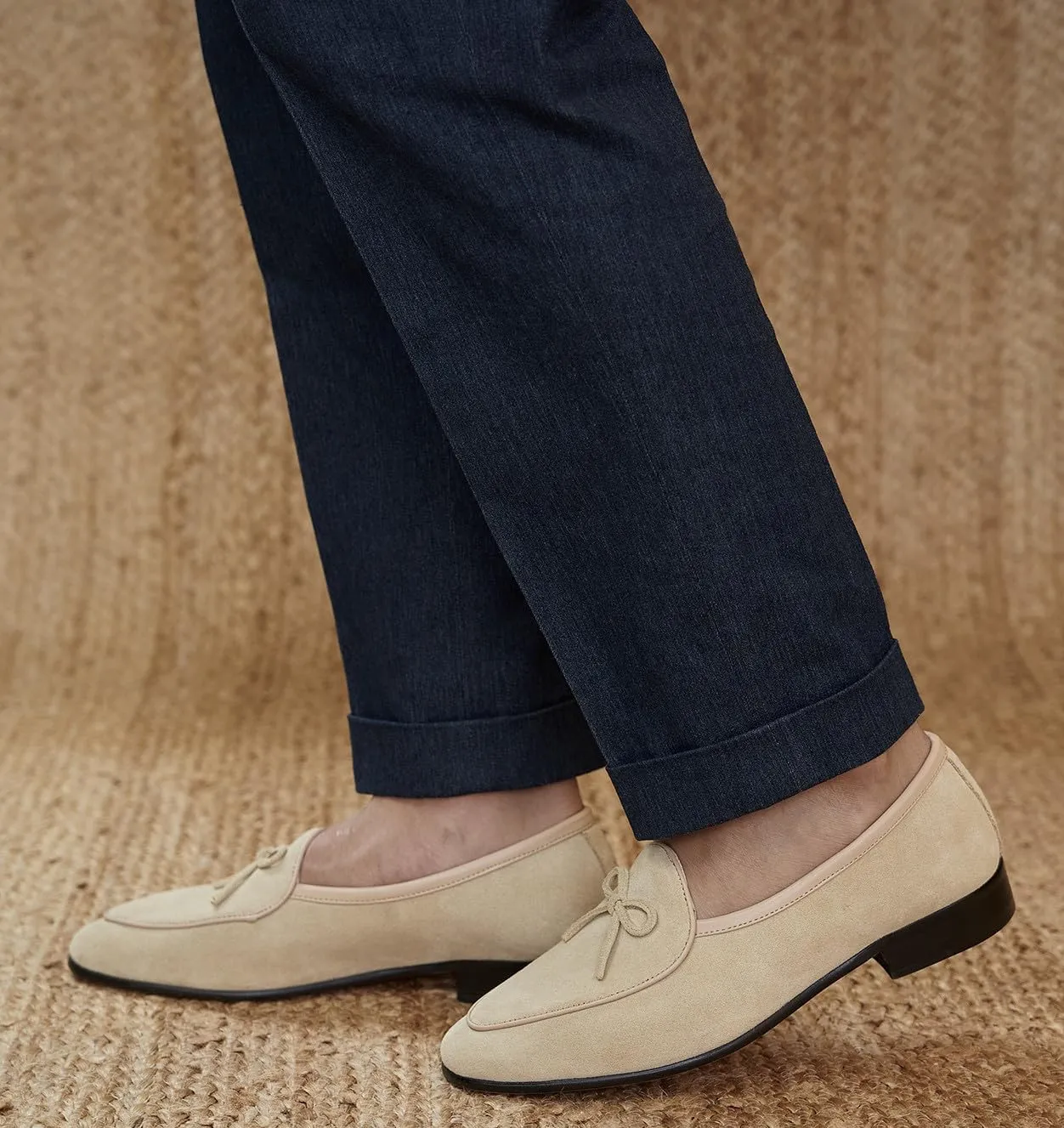 Santimon Mens Dress Slip On Penny Loafers Suede Leather Casual Bow-Tie Belgian Loafer Formal Business Prom Shoes