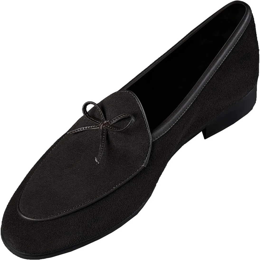 Santimon Mens Dress Slip On Penny Loafers Suede Leather Casual Bow-Tie Belgian Loafer Formal Business Prom Shoes