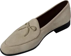 Santimon Mens Dress Slip On Penny Loafers Suede Leather Casual Bow-Tie Belgian Loafer Formal Business Prom Shoes