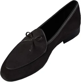 Santimon Mens Dress Slip On Penny Loafers Suede Leather Casual Bow-Tie Belgian Loafer Formal Business Prom Shoes