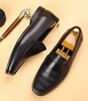 Santimon Men's Leather Penny Loafers Slip-On Casual Shoes - Breathable Driving Moccasins for Summer, Comfort Boat Shoes for Men