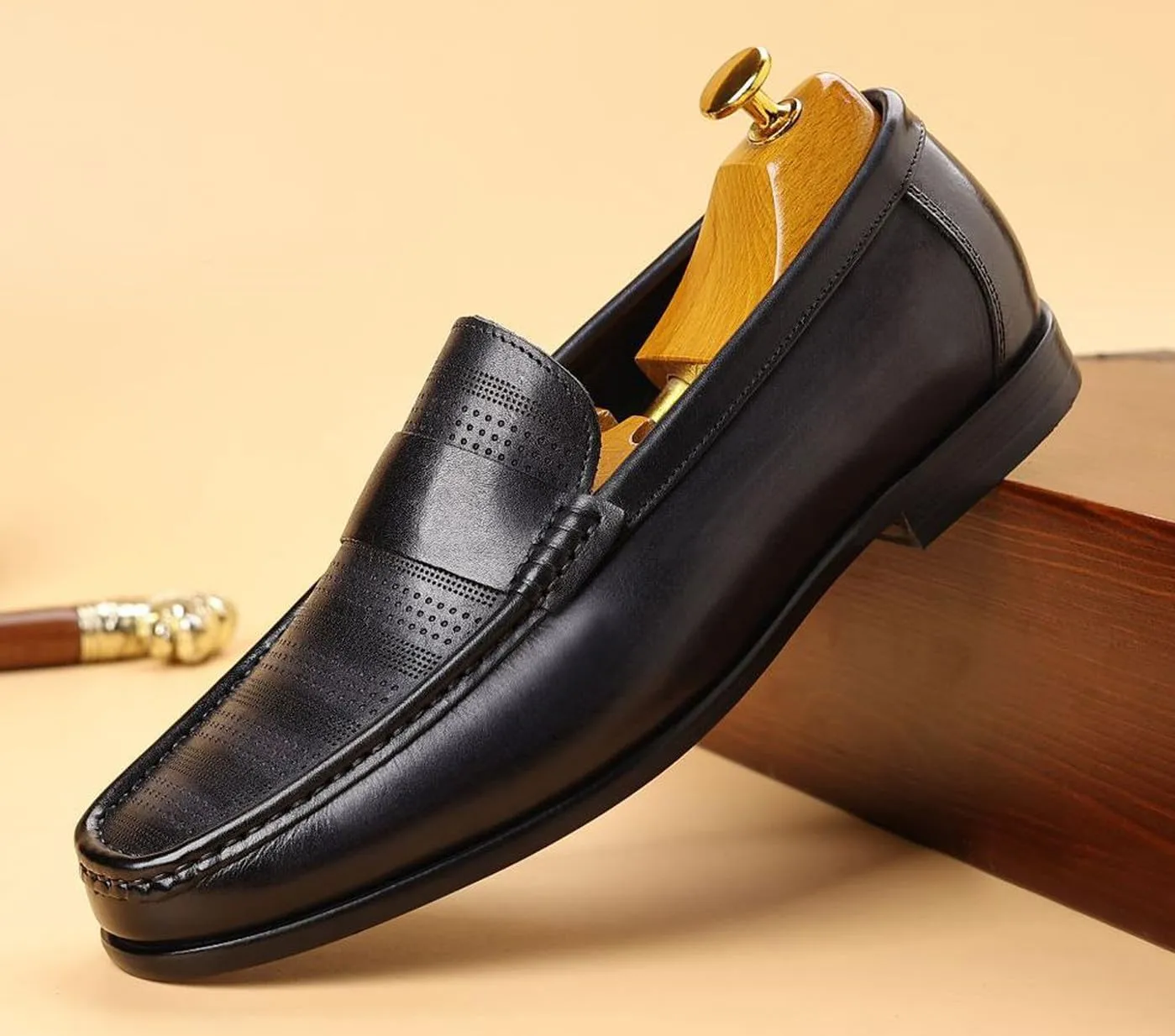 Santimon Men's Leather Penny Loafers Slip-On Casual Shoes - Breathable Driving Moccasins for Summer, Comfort Boat Shoes for Men
