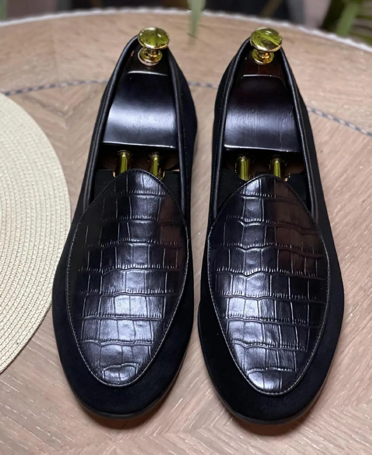 Santimon Men's Loafers Slip On Casaul Dress Genunie Leather Penny Loafers Prom Wedding Formal Business Mocasines Suede Tuxedo Shoes for Men