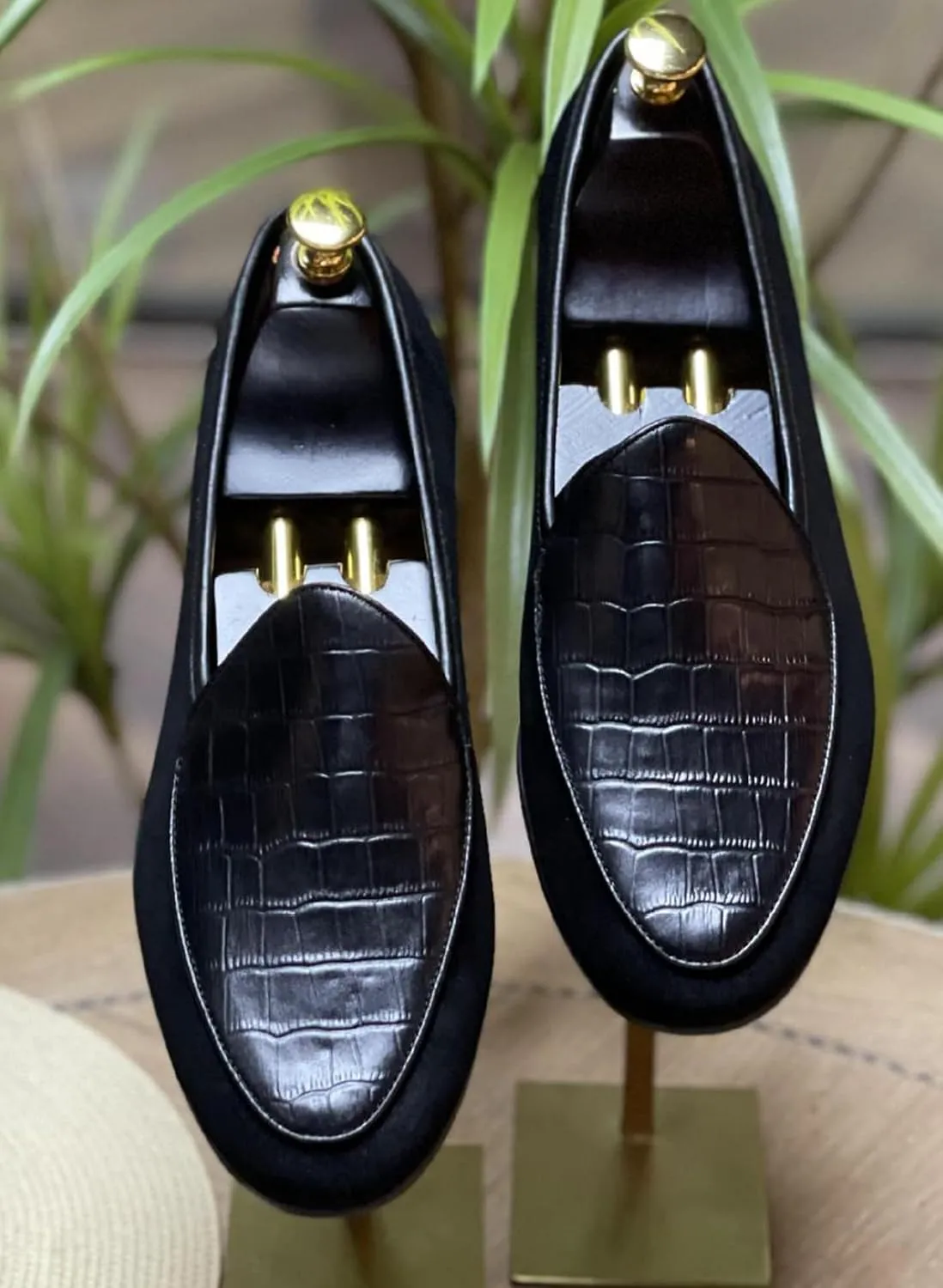 Santimon Men's Loafers Slip On Casaul Dress Genunie Leather Penny Loafers Prom Wedding Formal Business Mocasines Suede Tuxedo Shoes for Men