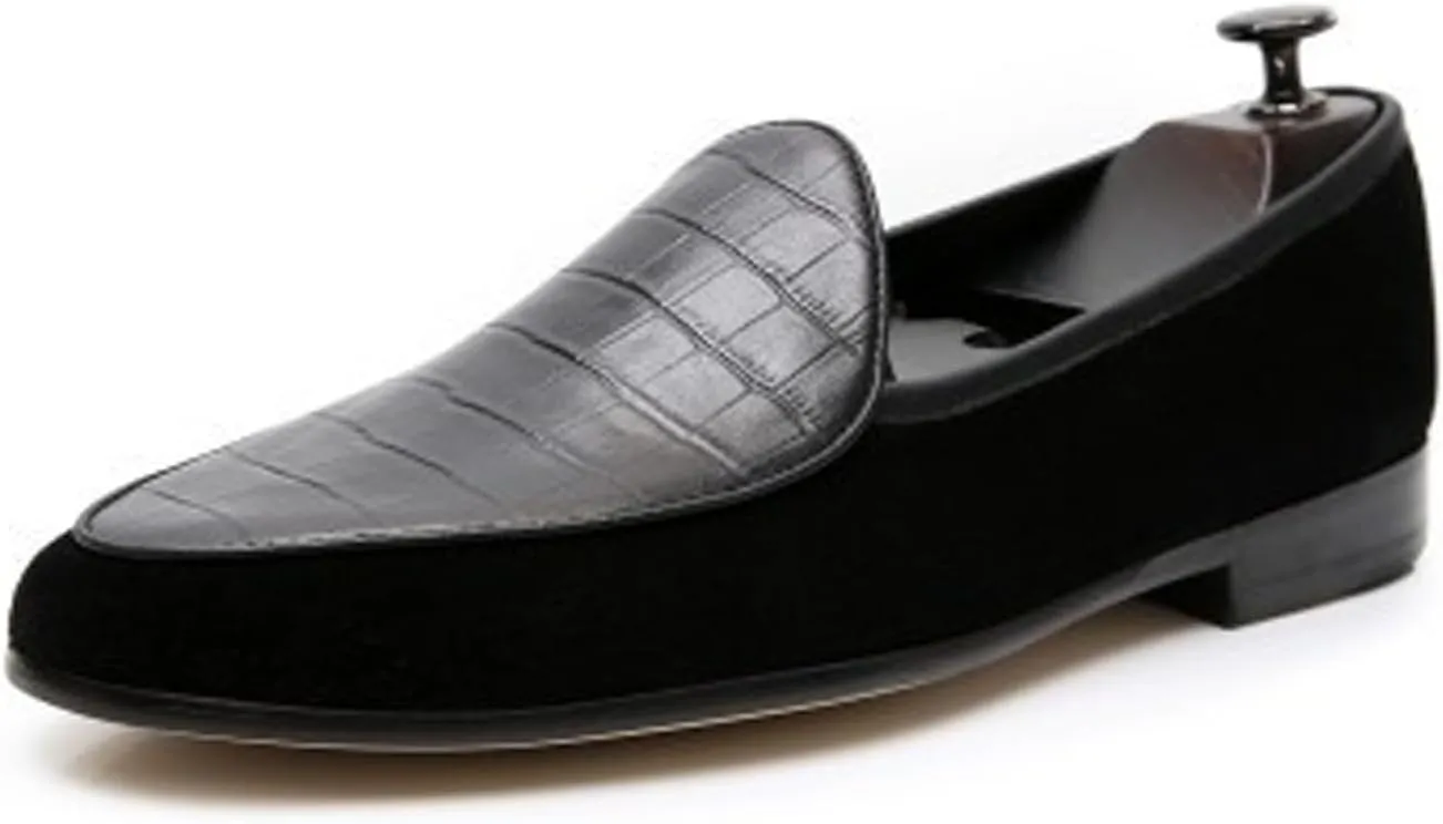 Santimon Men's Loafers Slip On Casaul Dress Genunie Leather Penny Loafers Prom Wedding Formal Business Mocasines Suede Tuxedo Shoes for Men