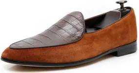 Santimon Men's Loafers Slip On Casaul Dress Genunie Leather Penny Loafers Prom Wedding Formal Business Mocasines Suede Tuxedo Shoes for Men