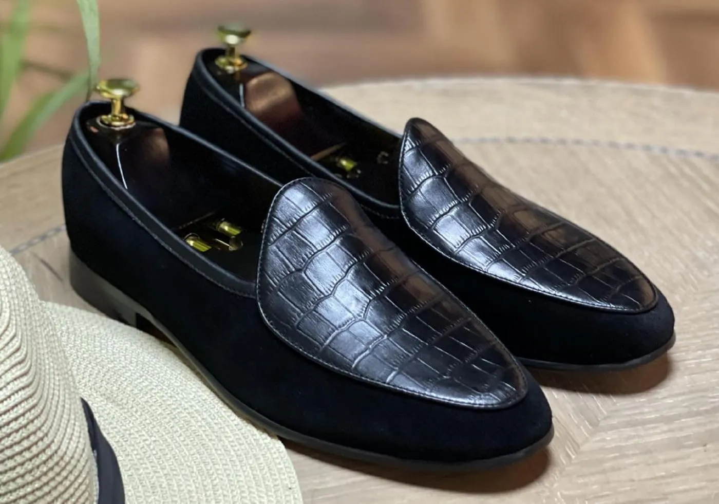 Santimon Men's Loafers Slip On Casaul Dress Genunie Leather Penny Loafers Prom Wedding Formal Business Mocasines Suede Tuxedo Shoes for Men