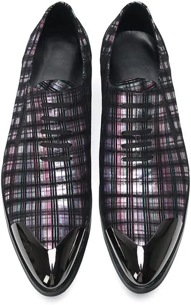 Santimon Mens Loafers Slip On Casual Dress Leather Metal Tip Toe Stripes Walking Shoes Fashion Handmade Party Prom Shoes for Men