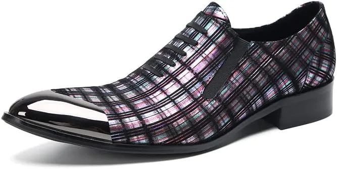 Santimon Mens Loafers Slip On Casual Dress Leather Metal Tip Toe Stripes Walking Shoes Fashion Handmade Party Prom Shoes for Men