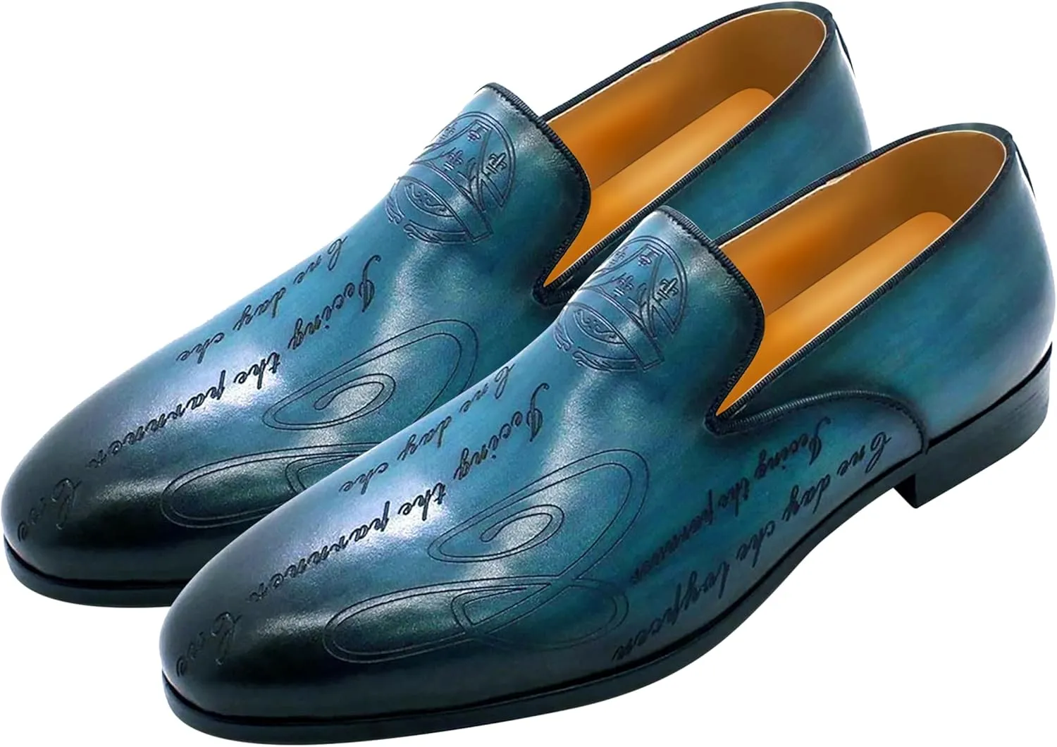 Santimon Men's Loafers Slip On Dress Casual Prom Shoes Genuine Leather Penny Loafers Fashion Wedding Tuexdo Business Formal Loafer Comfortable Walking Shoes for Men