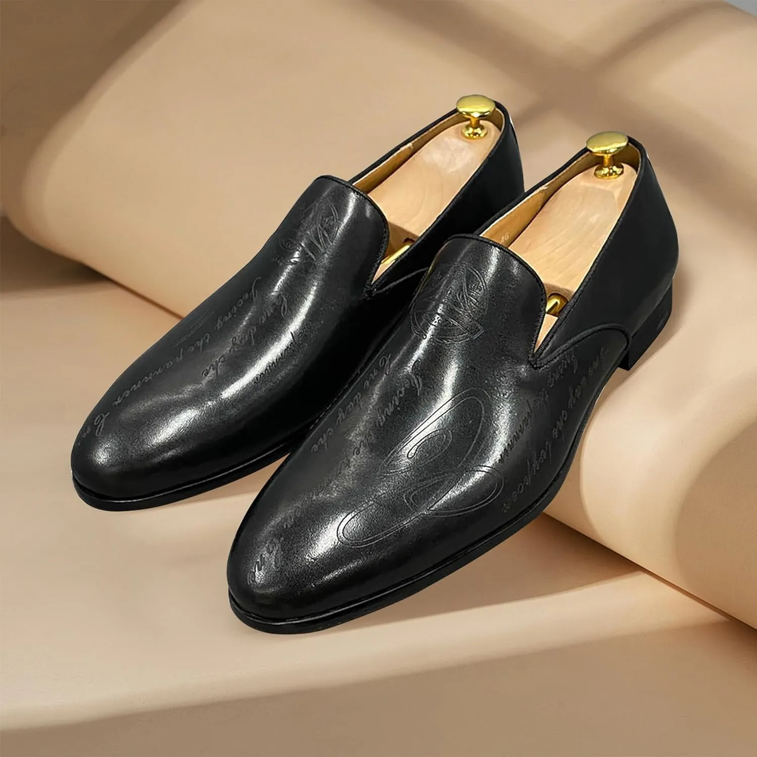 Santimon Men's Loafers Slip On Dress Casual Prom Shoes Genuine Leather Penny Loafers Fashion Wedding Tuexdo Business Formal Loafer Comfortable Walking Shoes for Men