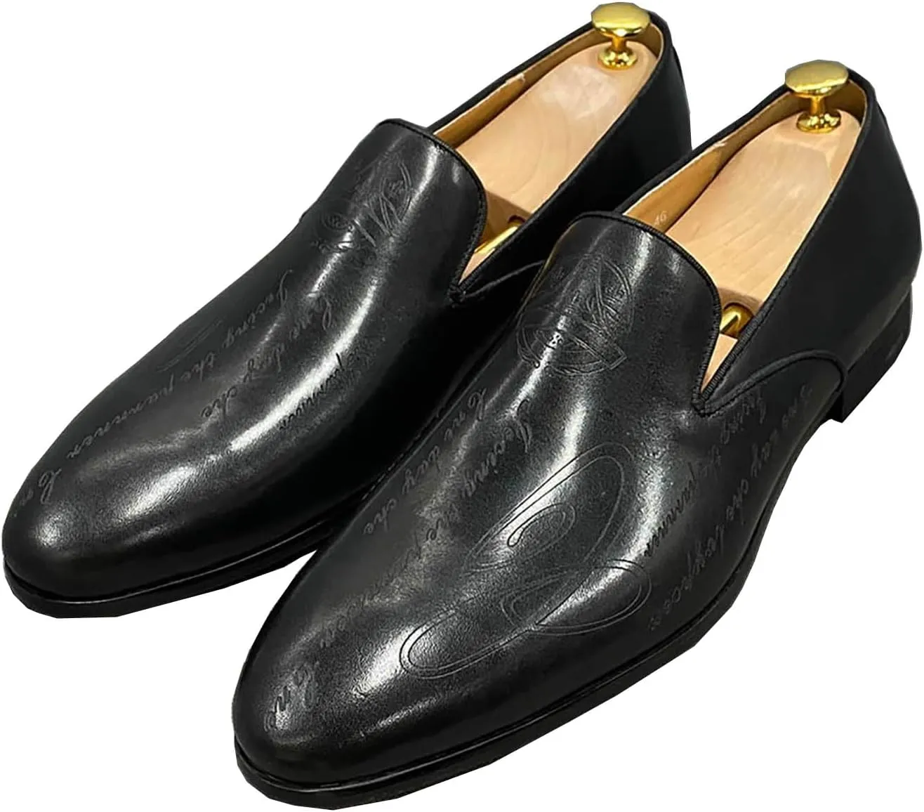 Santimon Men's Loafers Slip On Dress Casual Prom Shoes Genuine Leather Penny Loafers Fashion Wedding Tuexdo Business Formal Loafer Comfortable Walking Shoes for Men