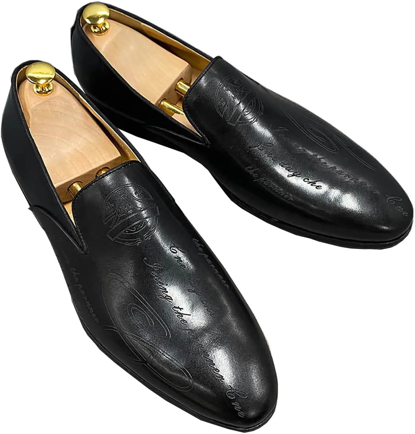 Santimon Men's Loafers Slip On Dress Casual Prom Shoes Genuine Leather Penny Loafers Fashion Wedding Tuexdo Business Formal Loafer Comfortable Walking Shoes for Men