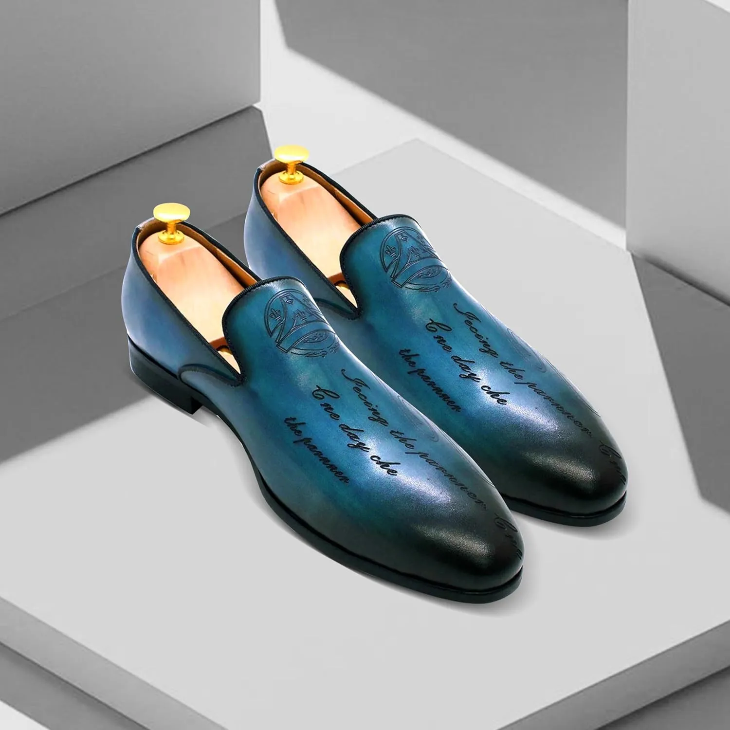 Santimon Men's Loafers Slip On Dress Casual Prom Shoes Genuine Leather Penny Loafers Fashion Wedding Tuexdo Business Formal Loafer Comfortable Walking Shoes for Men