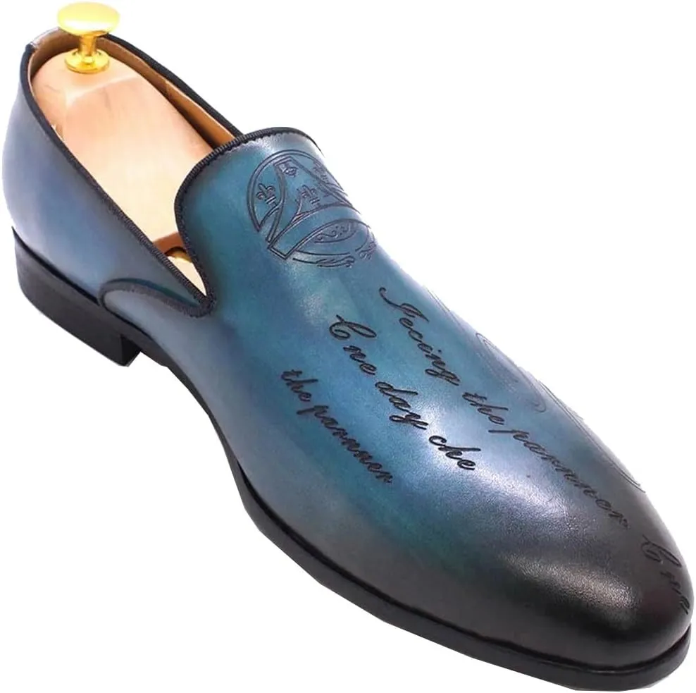 Santimon Men's Loafers Slip On Dress Casual Prom Shoes Genuine Leather Penny Loafers Fashion Wedding Tuexdo Business Formal Loafer Comfortable Walking Shoes for Men