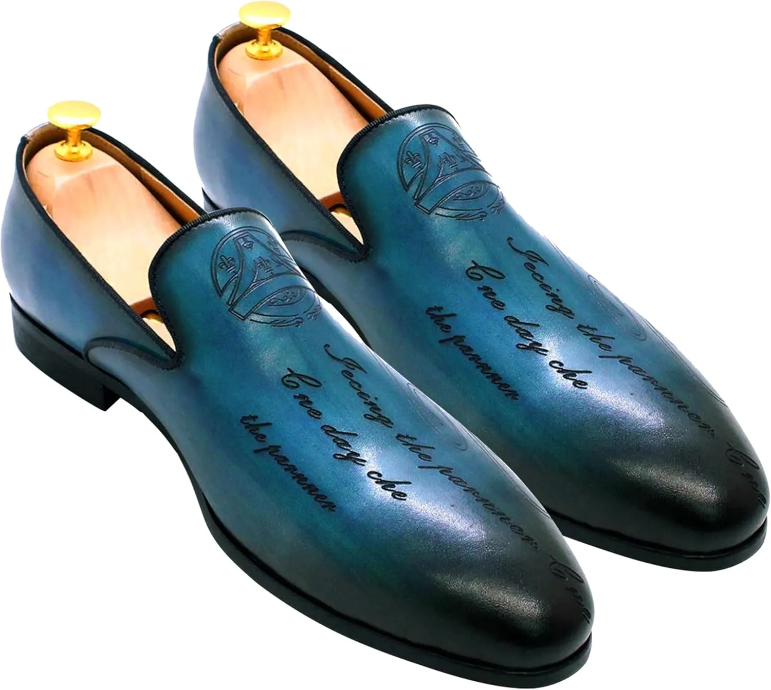 Santimon Men's Loafers Slip On Dress Casual Prom Shoes Genuine Leather Penny Loafers Fashion Wedding Tuexdo Business Formal Loafer Comfortable Walking Shoes for Men