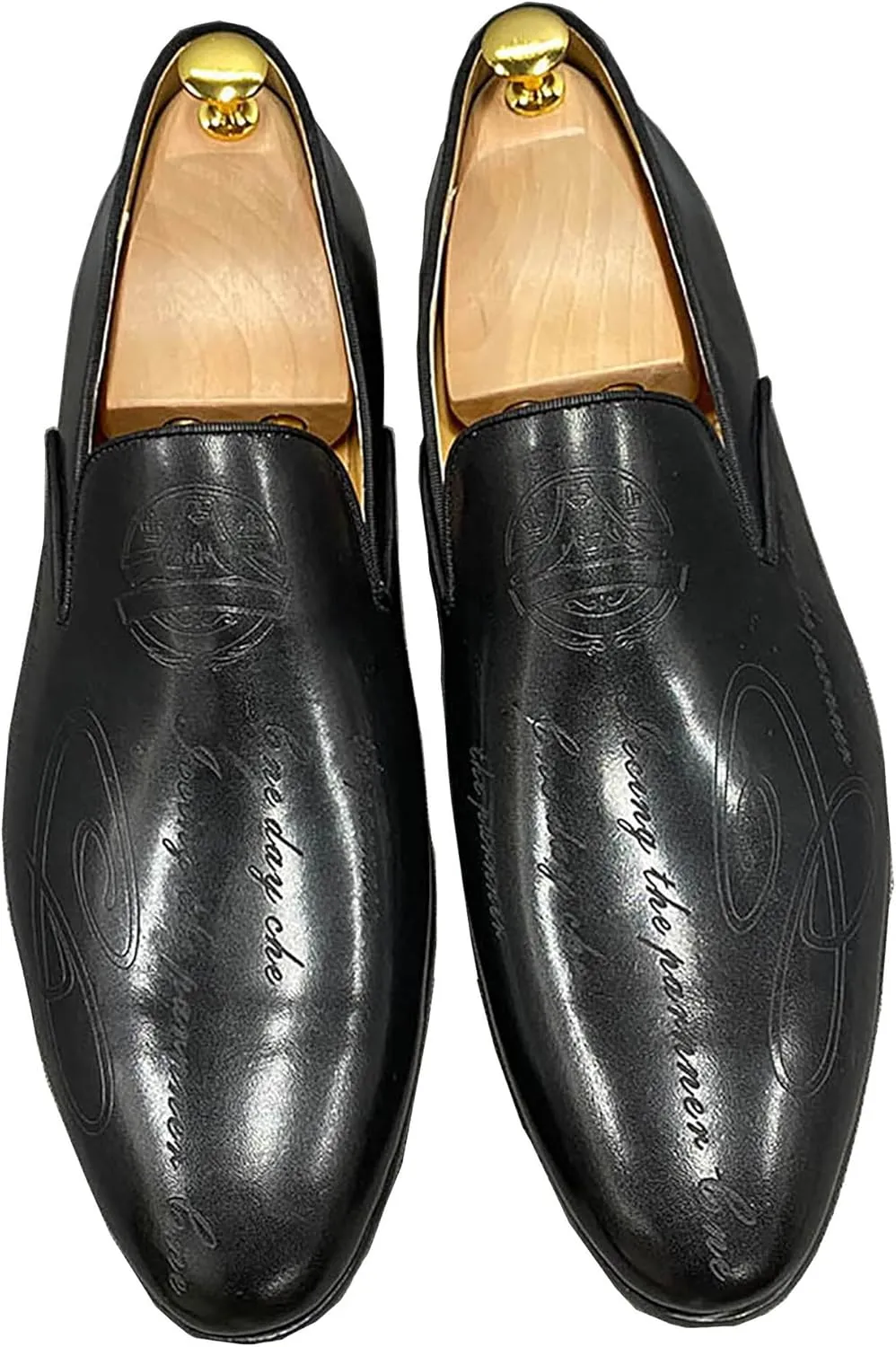 Santimon Men's Loafers Slip On Dress Casual Prom Shoes Genuine Leather Penny Loafers Fashion Wedding Tuexdo Business Formal Loafer Comfortable Walking Shoes for Men