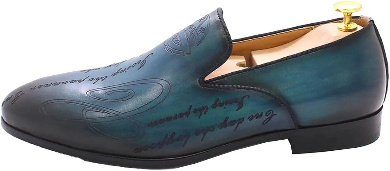 Santimon Men's Loafers Slip On Dress Casual Prom Shoes Genuine Leather Penny Loafers Fashion Wedding Tuexdo Business Formal Loafer Comfortable Walking Shoes for Men