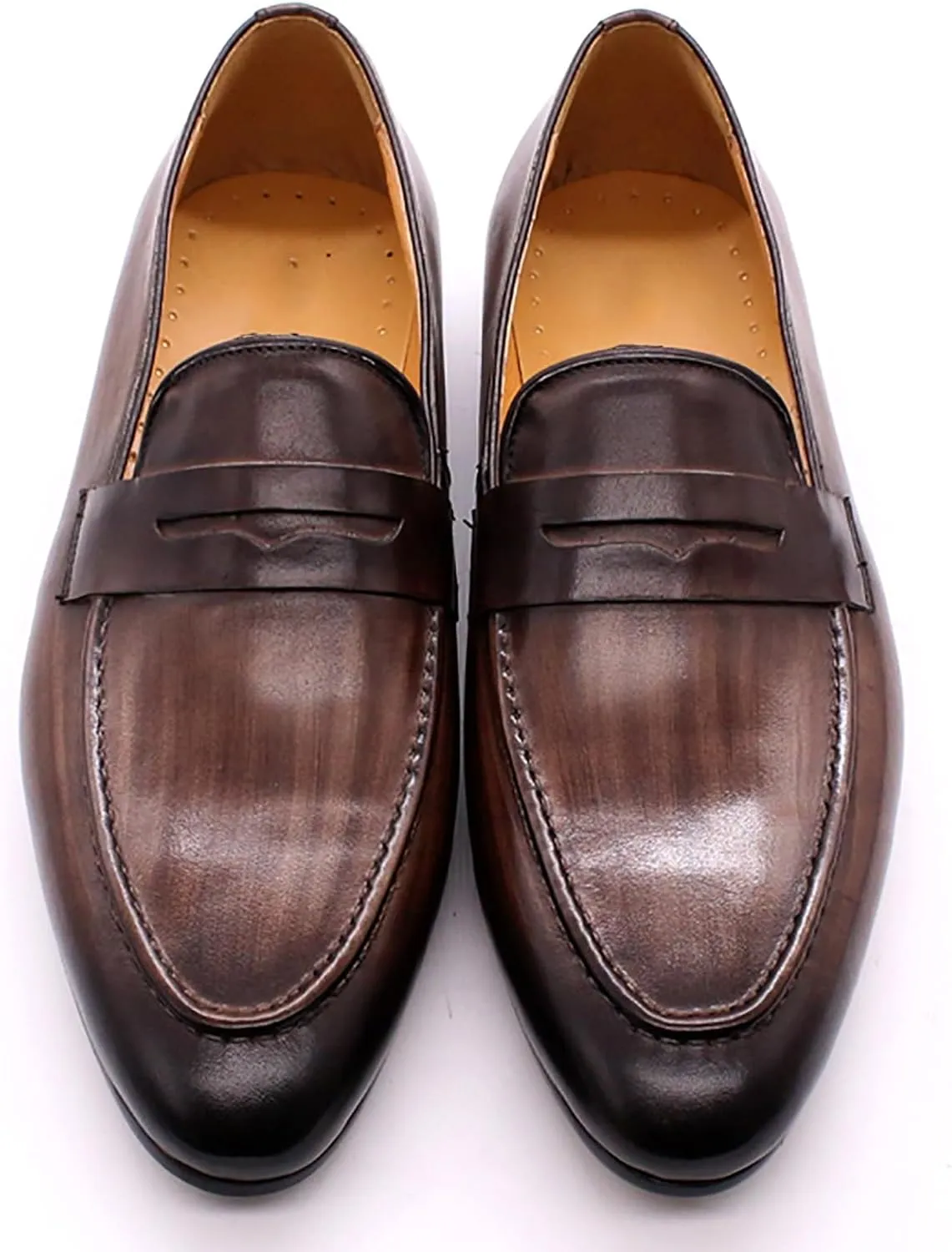 Santimon Men's Loafers Slip On Dress Casual Prom Shoes Genuine Leather Penny Loafers Mens Fashion Wedding Tuexdo Formal Business Suit Loafer Comfortable Walking Shoes
